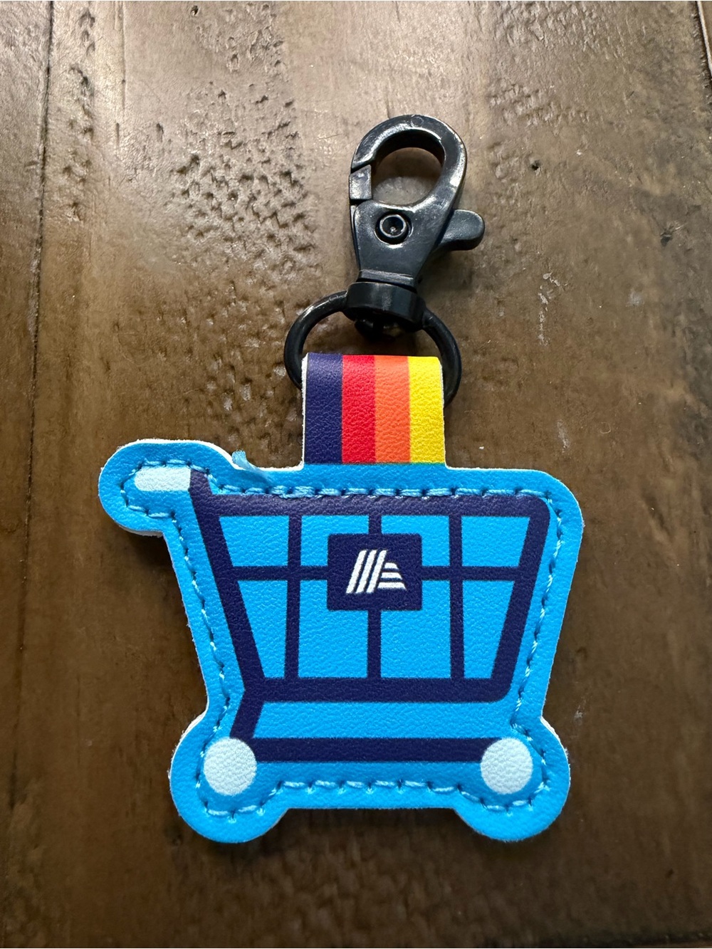 ALDI Shopping Cart Quarter Keychain Faux Leather w/ Carabiner Clip Detachable